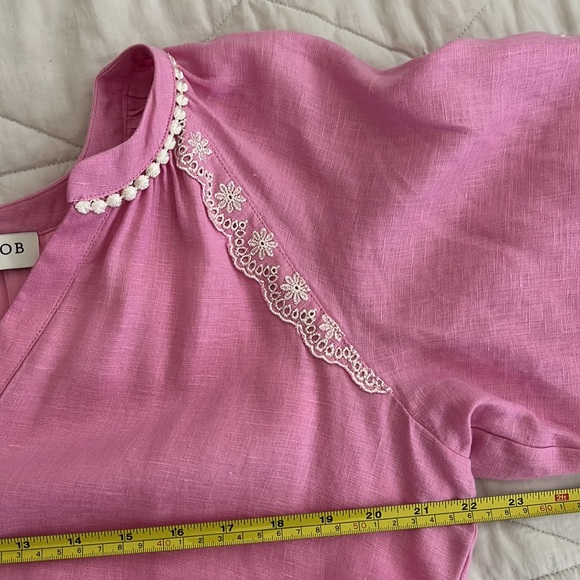 Hale Bob Pink Long Sleeve Linen Blend Dress embroidered Size XL - Picture 12 of 16